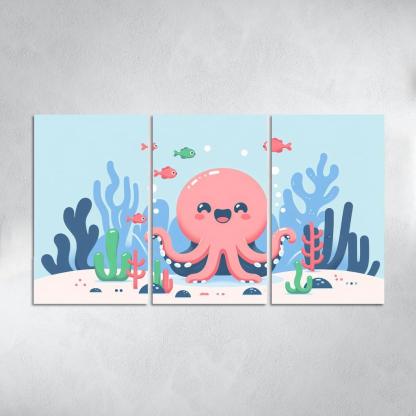 Adventurous Octopus Modern Paintings Frame