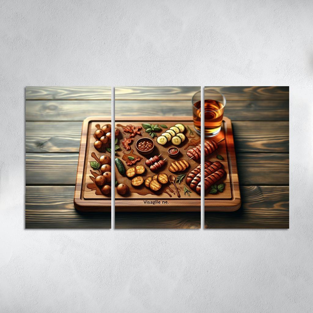 Artisan Wood Serving Board 3 Piece HD Canvas Wall Art-Original Frame