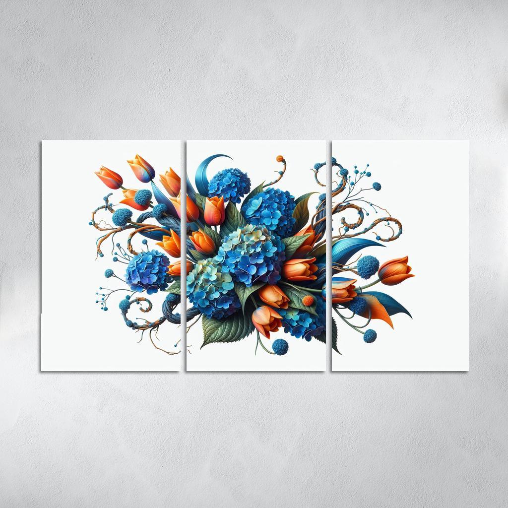 Sculpted Nature An Artistic Floral Installation 3 Piece HD Canvas Wall Art-Original Frame