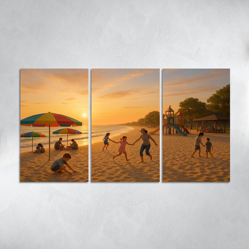 Sunrise Beach Calm And Family Friendly Custom Paintings Frame