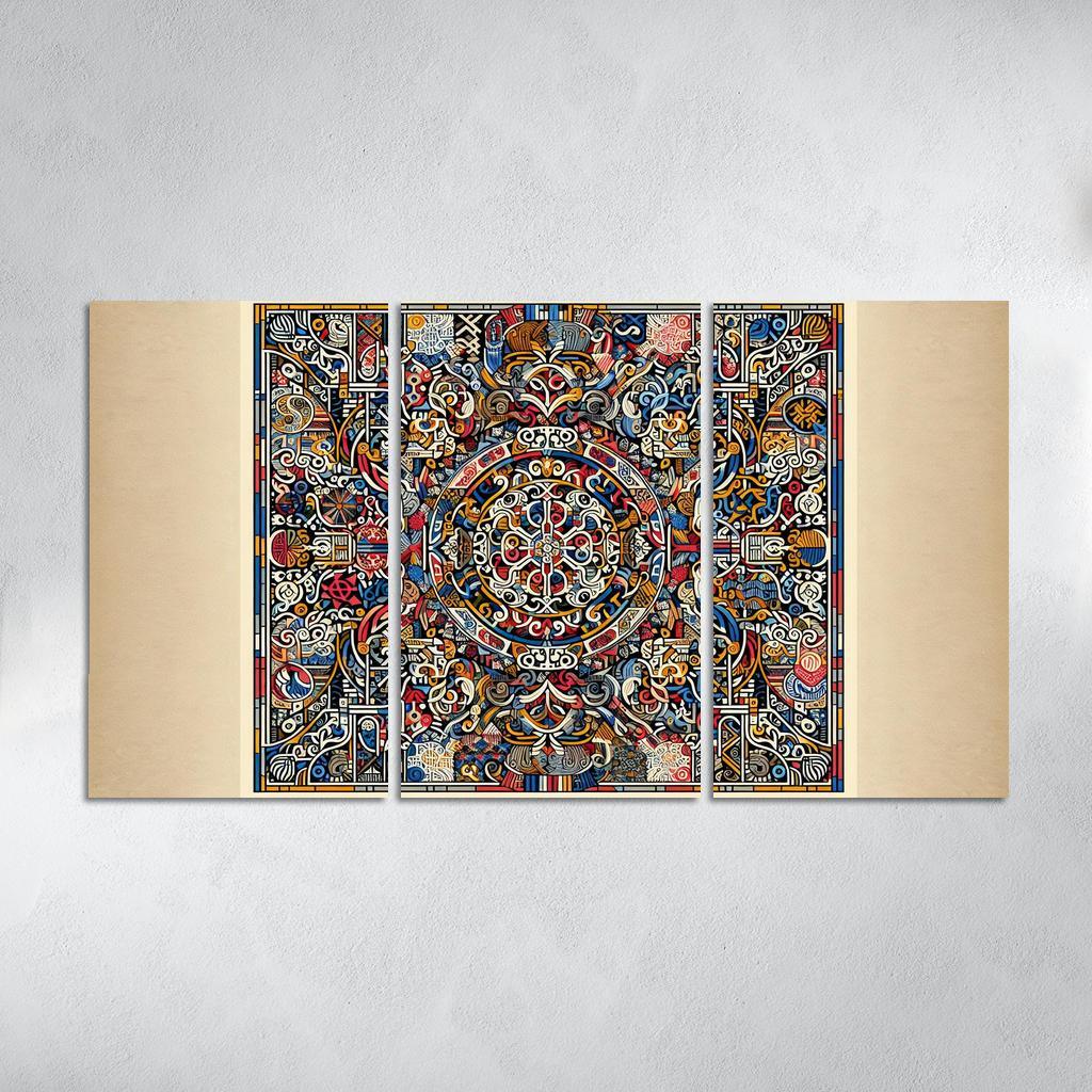 Cultural Mosaic Celebrating Diversity and Heritage 3 Piece HD Canvas Wall Art-Original Frame