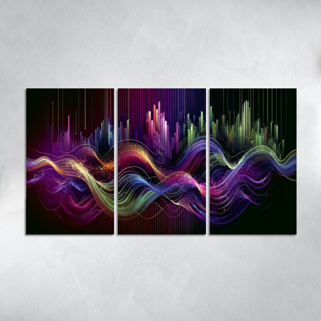 Musical Echoes Harmony 3 Piece HD Canvas Wall Art-Original Frame