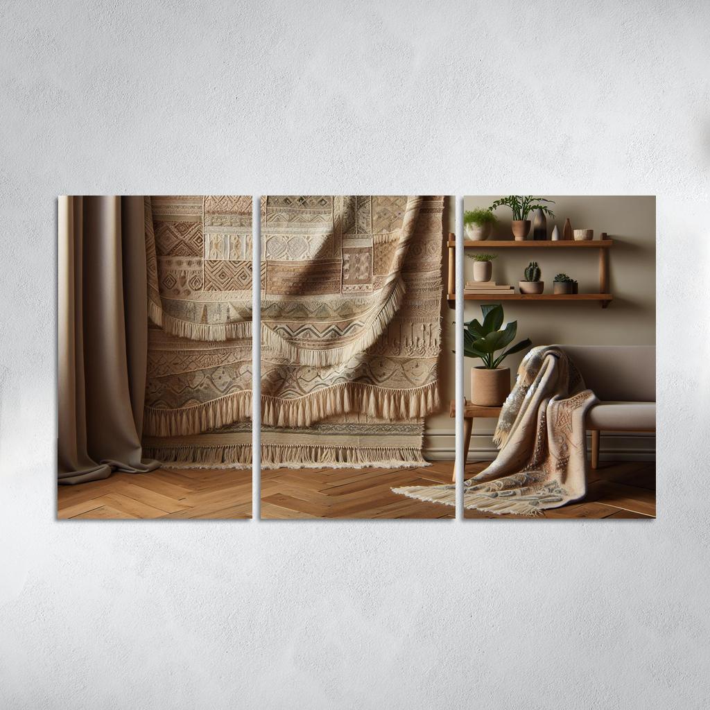 Textured Fabric Wall Hanging 3 Piece HD Canvas Wall Art-Original Frame