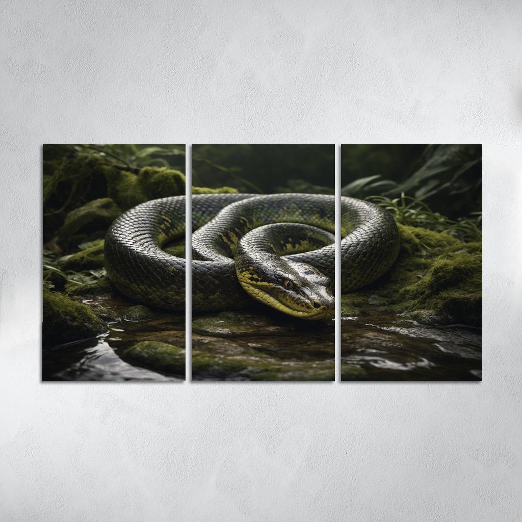 The Mysterious Green Anaconda Giant Of The Swamps Canvas Paintings Frame