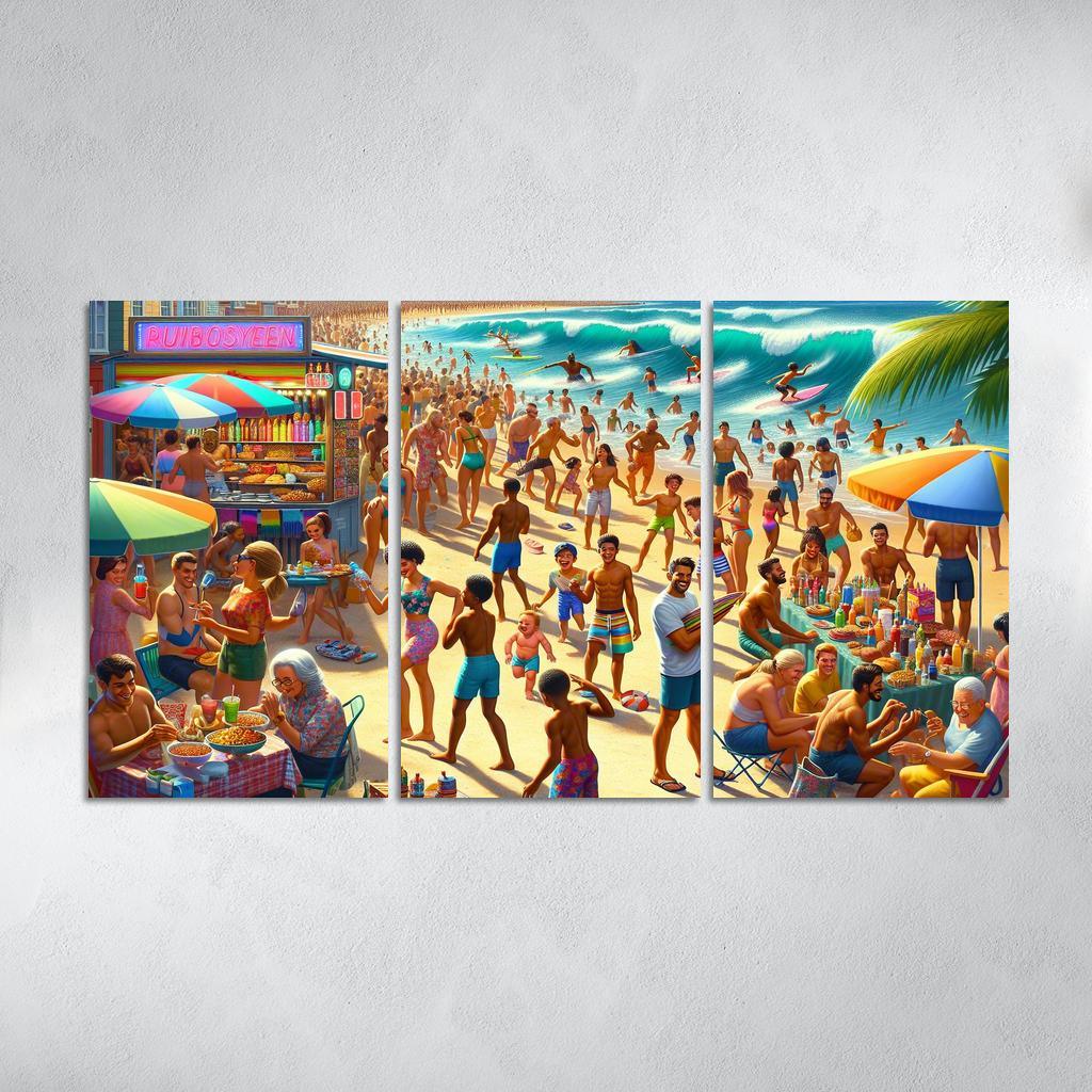 Sunshine Harbor Beach Modern Paintings Frame