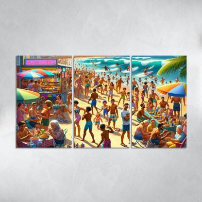 Sunshine Harbor Beach Modern Paintings Frame