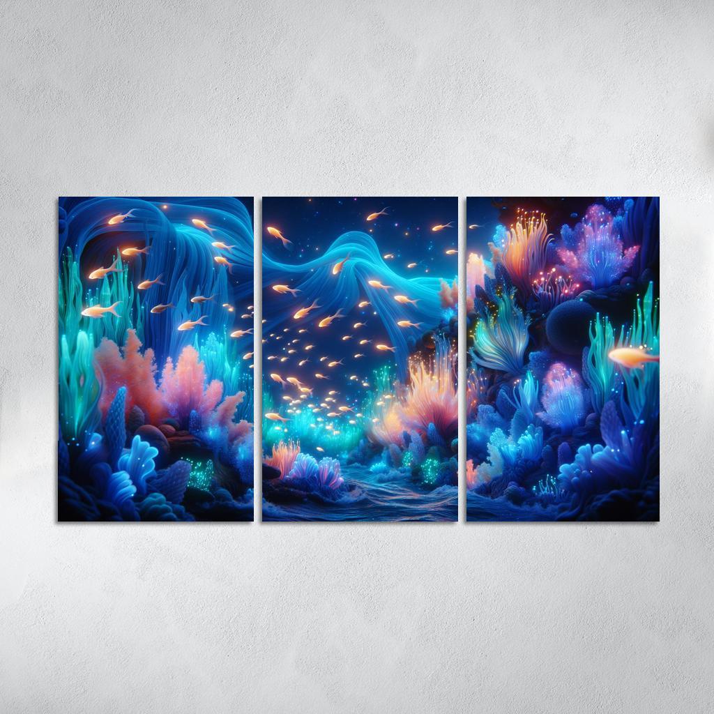 The Luminescent Depths 3 Piece HD Canvas Wall Art-Original Frame
