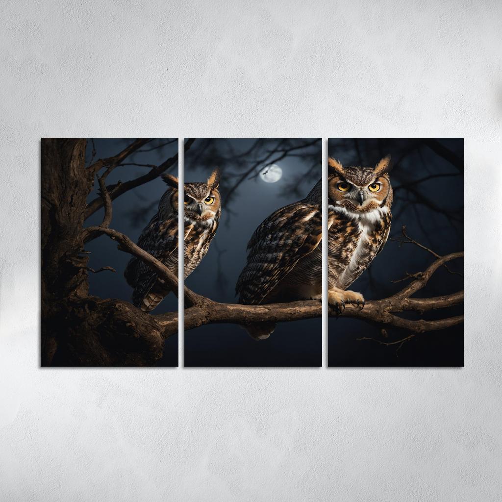 The Elegant Great Horned Owl Multi-panel Paintings