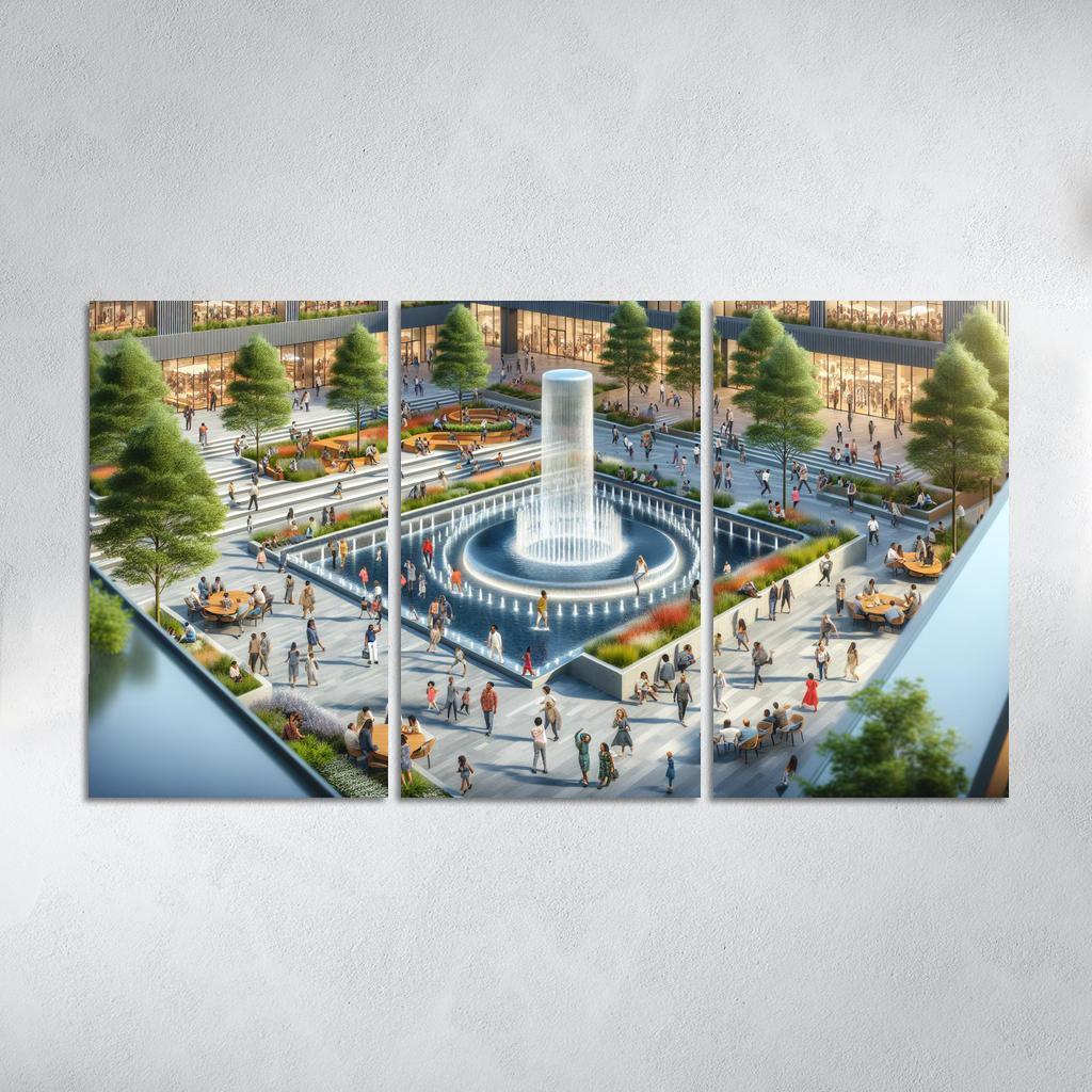 Dynamic Urban Water Features Custom Paintings Frame