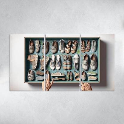 Sustainable Footwear Eco-Conscious Styles 3 Piece HD Canvas Wall Art-Original Frame
