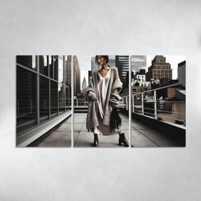 Layered Textures Combining Fabrics 3 Piece HD Canvas Wall Art-Original Frame