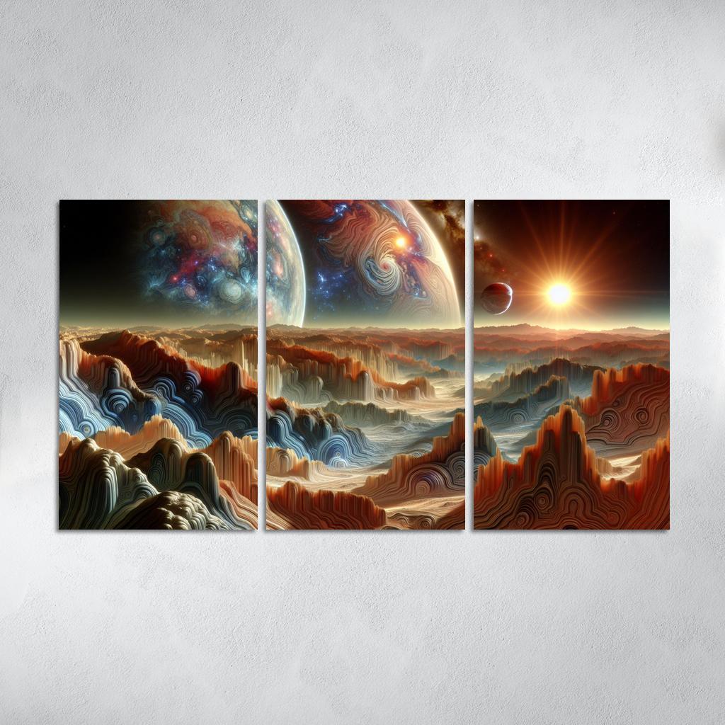 The Exploration of Exoplanets 3 Piece HD Canvas Wall Art-Original Frame