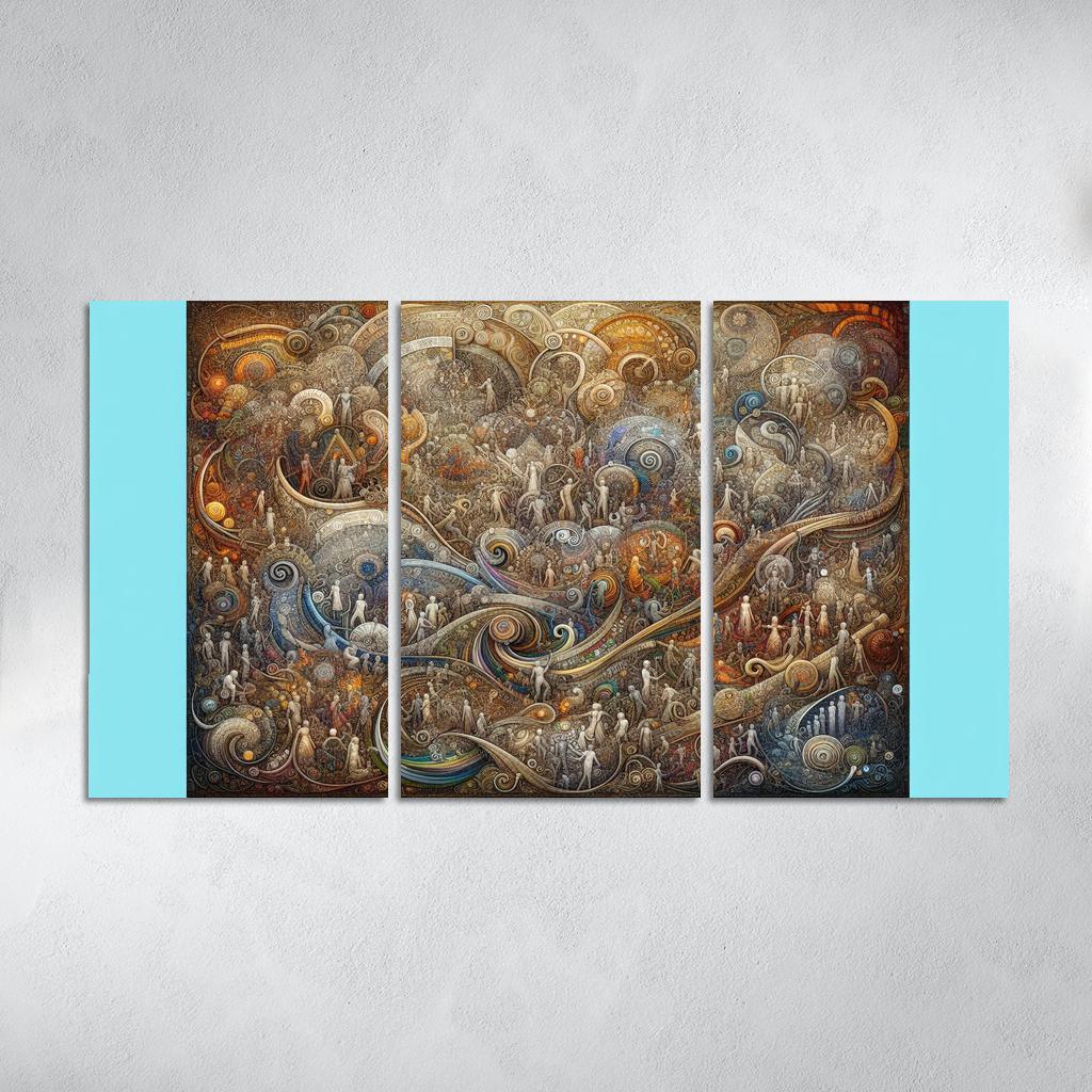 Interwoven Stories of Existence 3 Piece HD Canvas Wall Art-Original Frame
