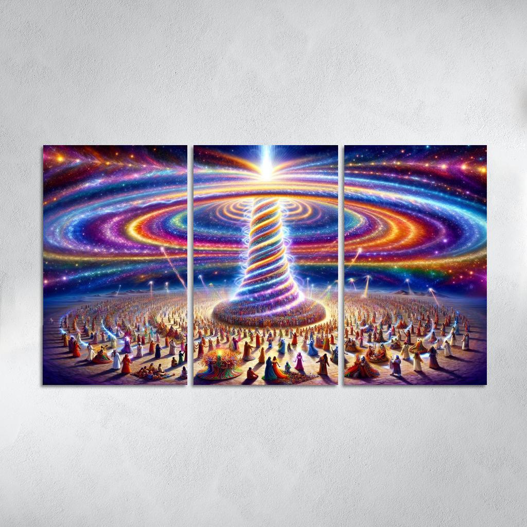 The Aetheric Spiral 3 Piece HD Canvas Wall Art-Original Frame