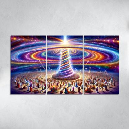 The Aetheric Spiral 3 Piece HD Canvas Wall Art-Original Frame