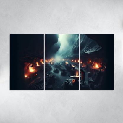 The Shadow Forge 3 Piece HD Canvas Wall Art-Original Frame