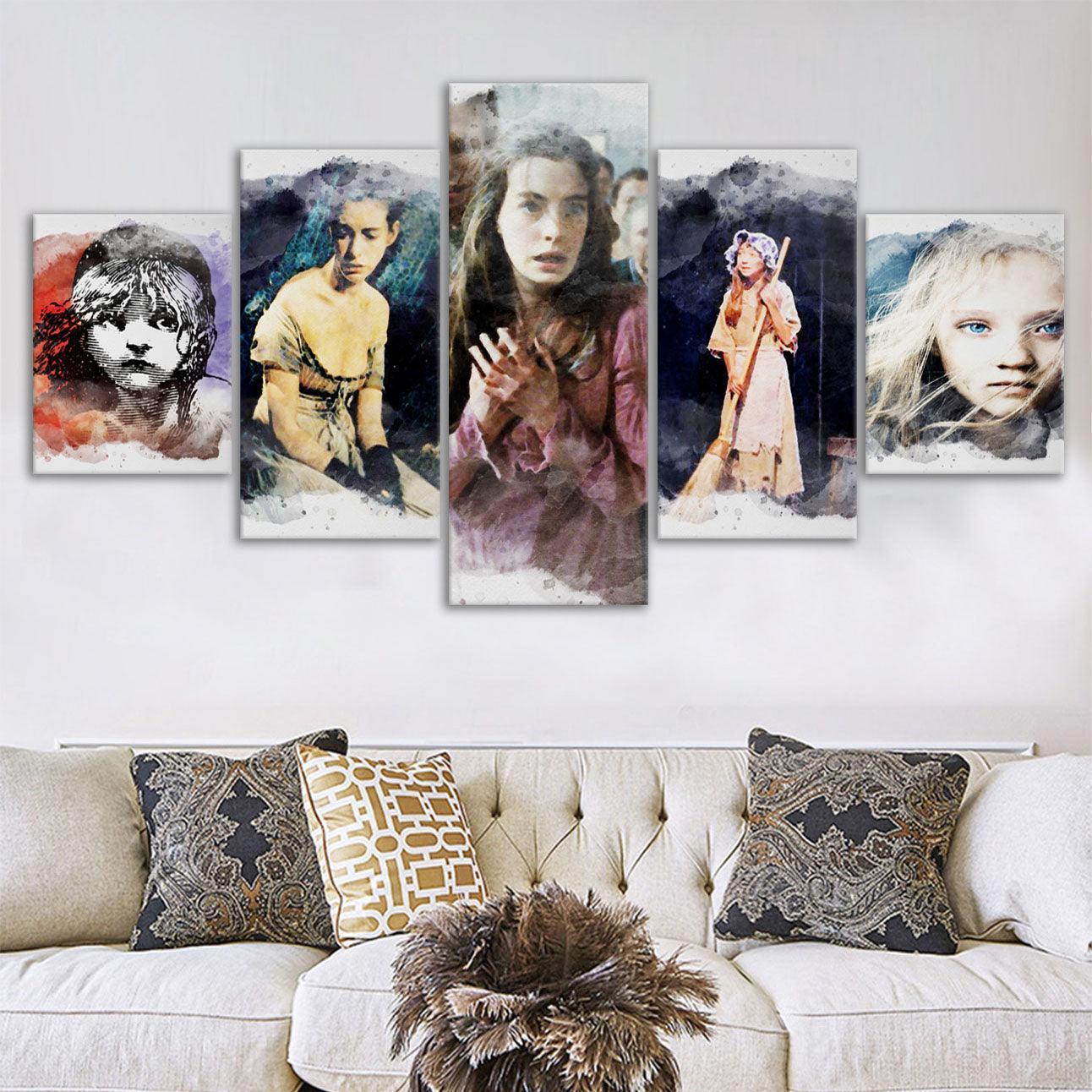 Les Miserables 5 Piece HD Multi Panel Canvas Wall Art Frame-Original Frame