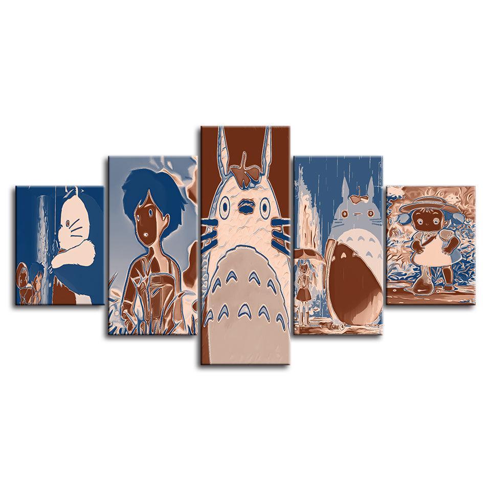 Blue & Brown Cats Collection 5 Piece HD Multi Panel Canvas Wall Art Frame-Original Frame