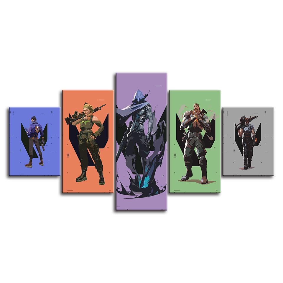 The Fortnite Multicolor 5 Piece HD Multi Panel Canvas Wall Art Frame-Original Frame