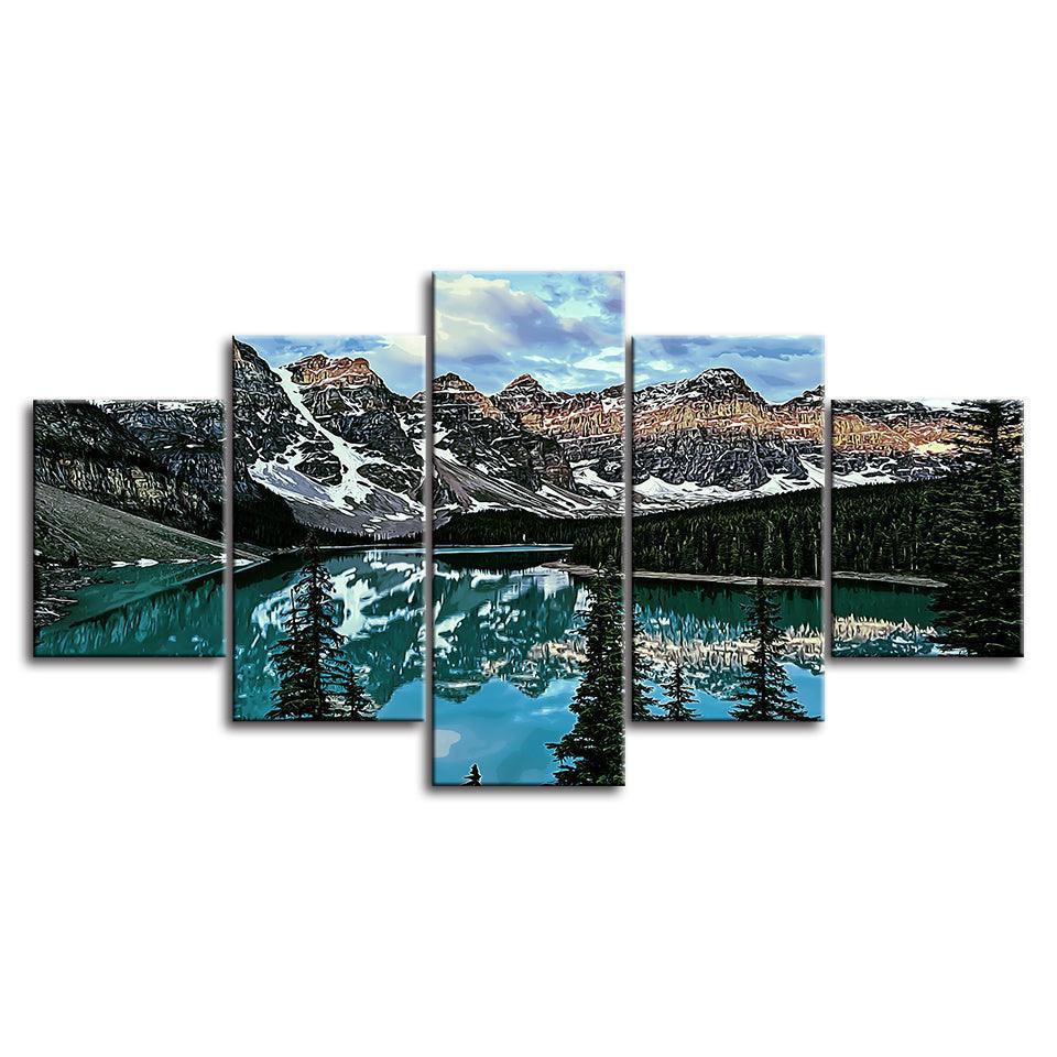 The Abstract Icy Landascape Collection 5 Piece HD Multi Panel Canvas Wall Art Frame-Original Frame