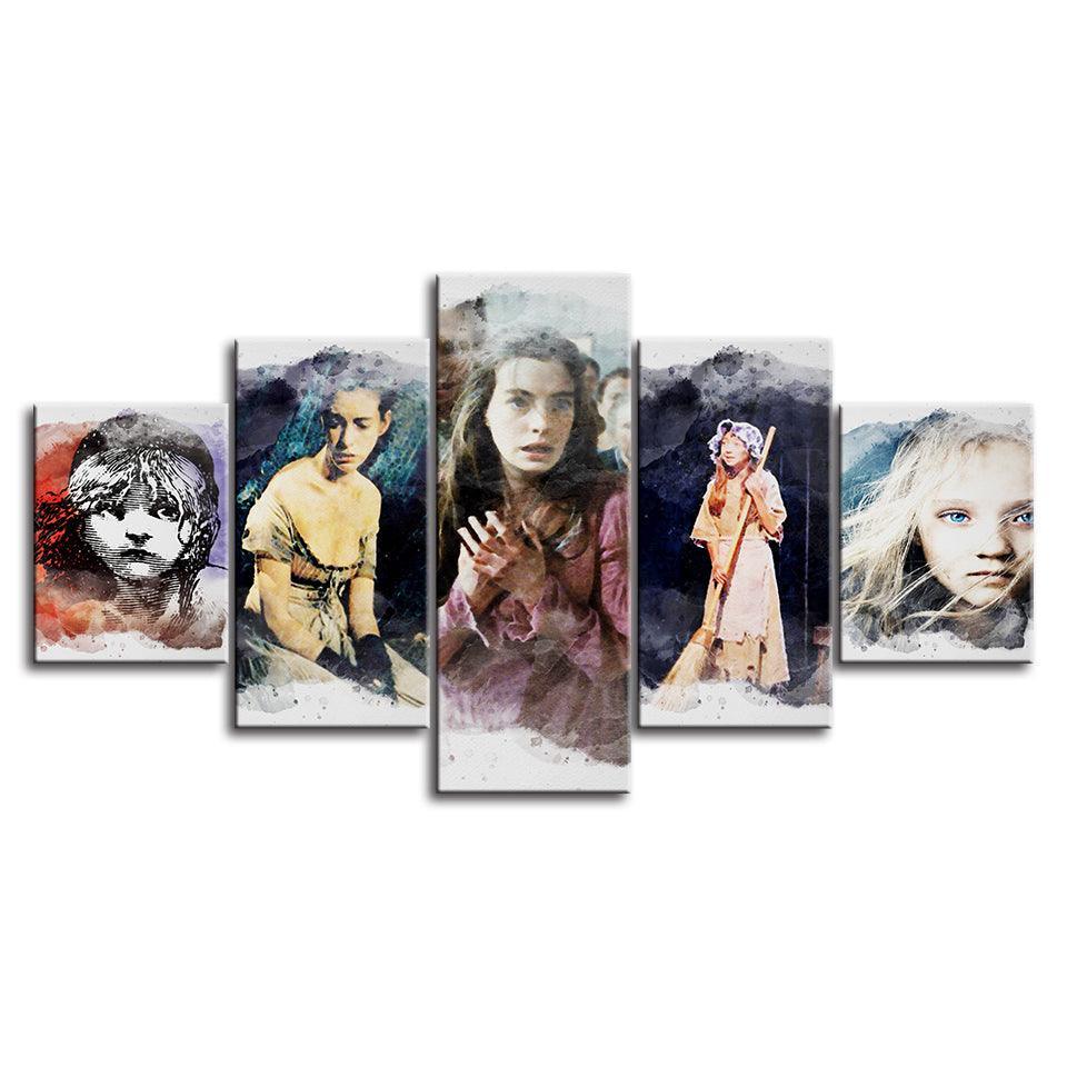 Multi Character 5 Piece HD Multi Panel Canvas Wall Art Frame-Original Frame