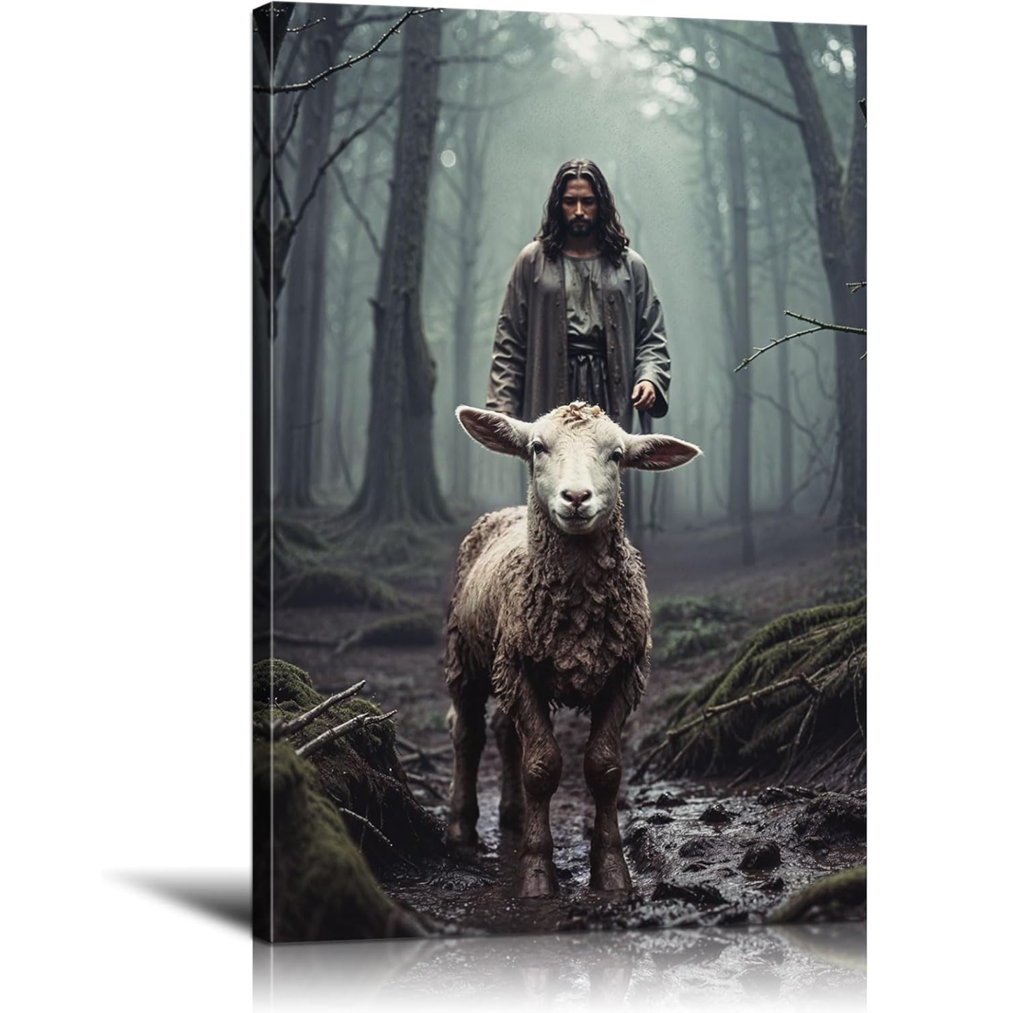 Jesus And The Lamb Canvas Wall Art