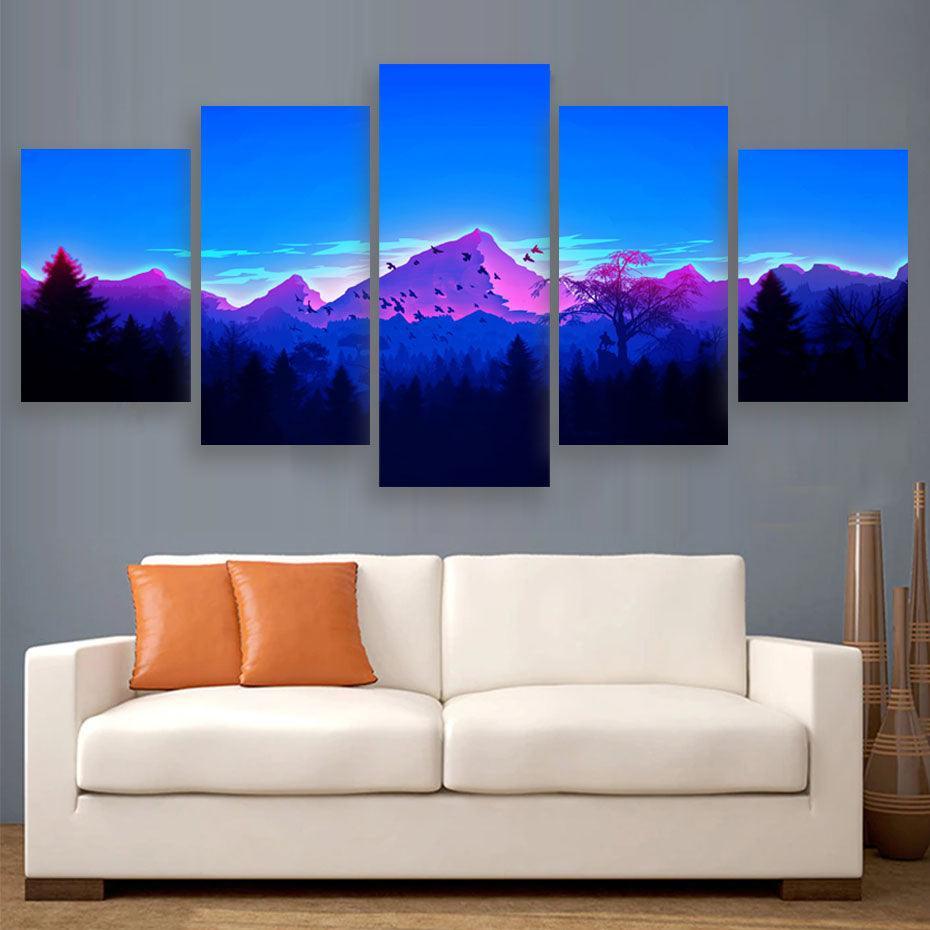 Forest In Pandora 5 Piece HD Multi Panel Canvas Wall Art Frame-Original Frame