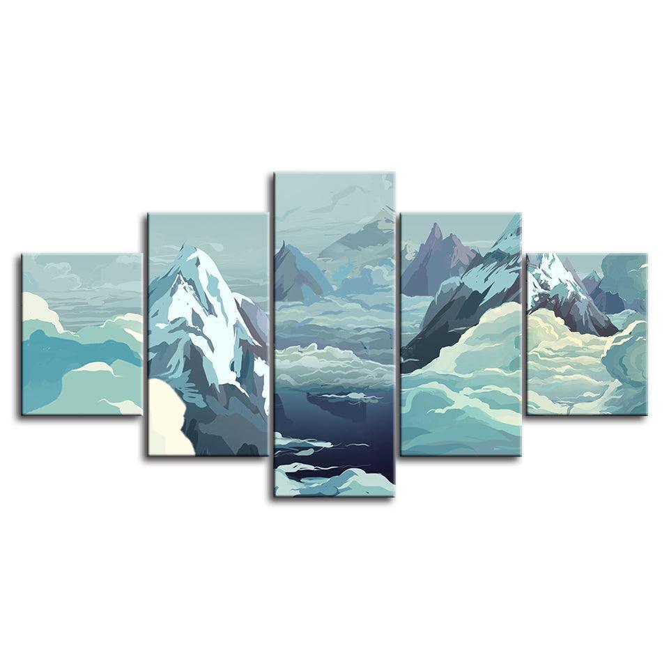 The Icy Winter 5 Piece HD Multi Panel Canvas Wall Art Frame-Original Frame
