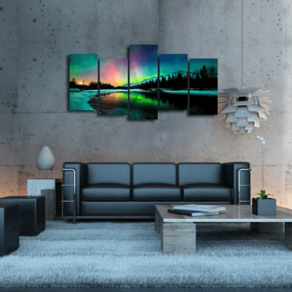 Northern Lights 5 Piece Canvas Wall Art Set-Original Frame