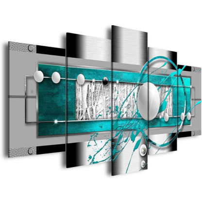 Modern Abstract Circle Line Canvas Wall Art Set 5 Pieces