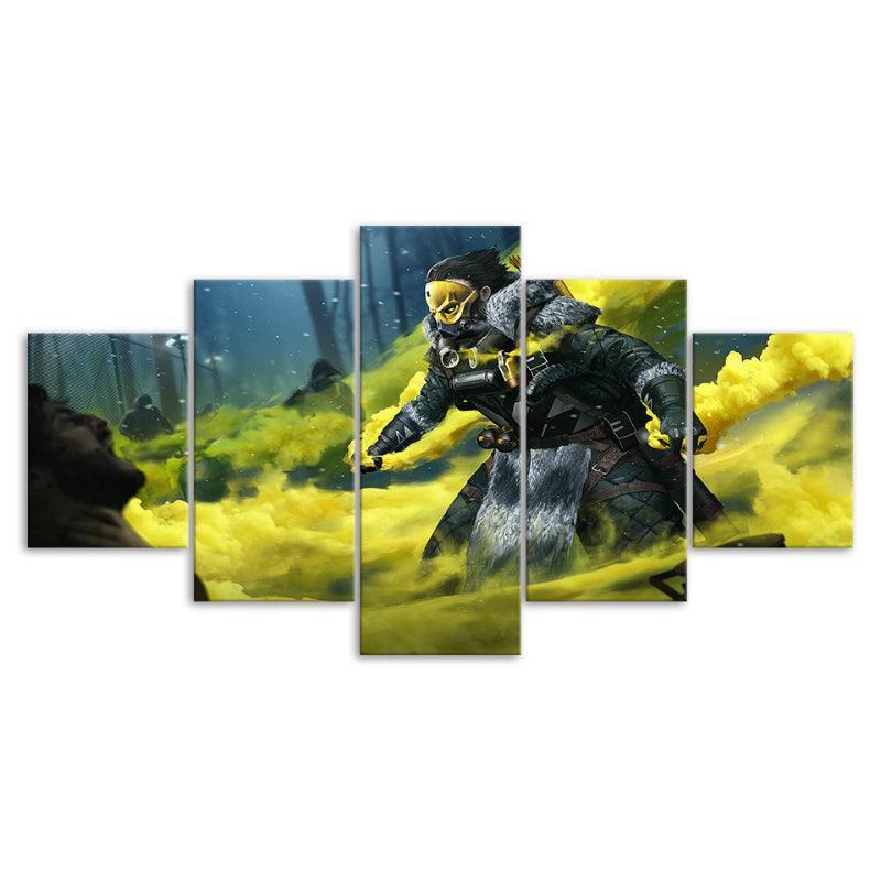 Apex Legends - A Yellow Bash 5 Piece HD Multi Panel Canvas Wall Art-Original Frame