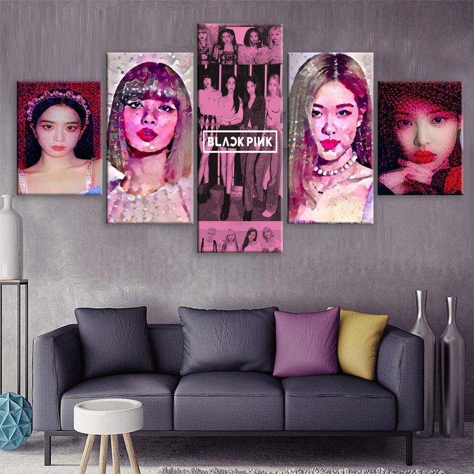 BLACKPINK 5 Piece HD Multi Panel Canvas Wall Art Frame-Original Frame