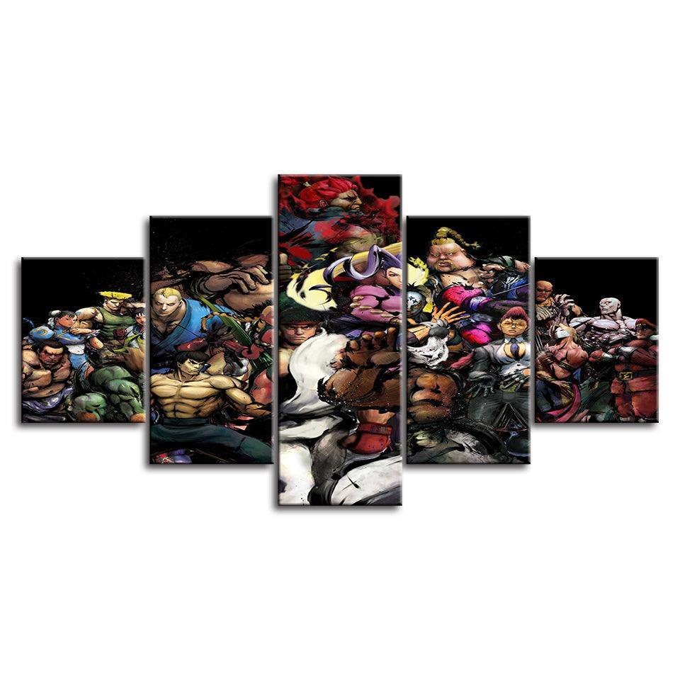 The Fighters Cartoon 5 Piece HD Multi Panel Canvas Wall Art Frame-Original Frame