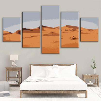 Sahara Desert 5 Piece HD Multi Panel Canvas Wall Art Frame-Original Frame