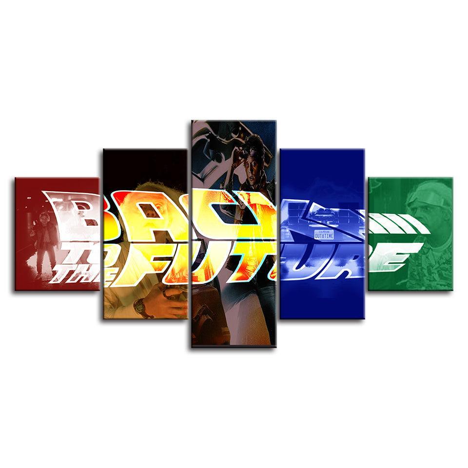 Back To The Future 5 Piece HD Multi Panel Canvas Wall Art Frame-Original Frame