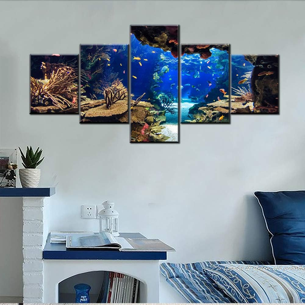 5 Pieces Underwater World Ocean Fish Canvas Wall Art Set