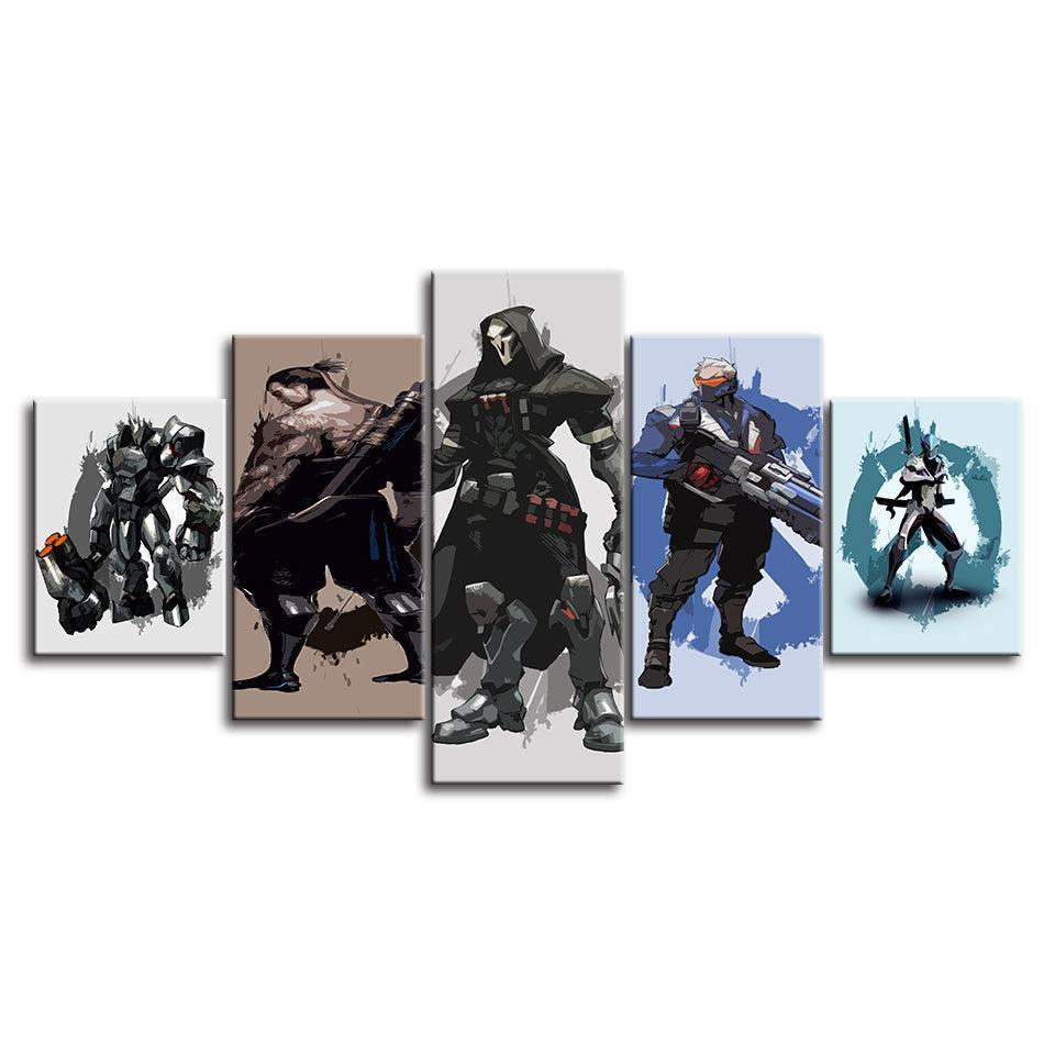 The Killer Team Cartoon 5 Piece HD Multi Panel Canvas Wall Art Frame-Original Frame