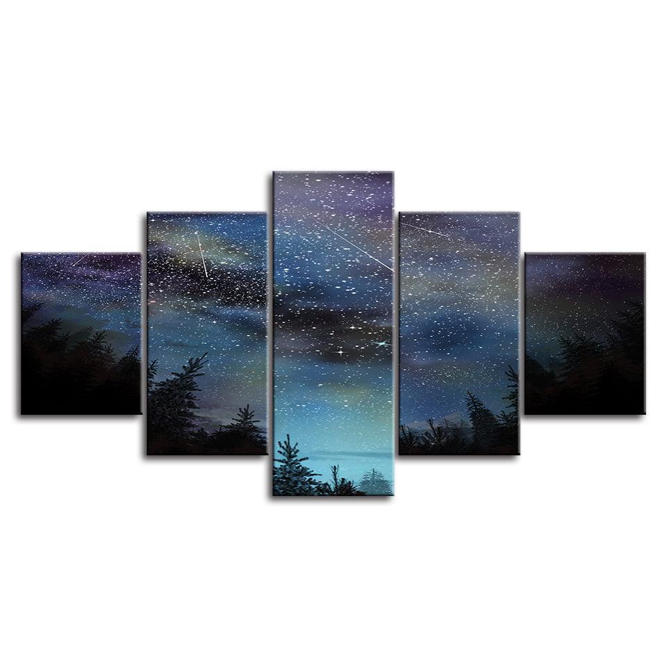 The Night Sky 5 Piece HD Multi Panel Canvas Wall Art Frame-Original Frame