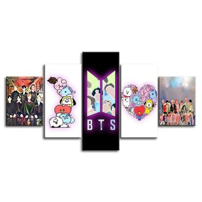 BTS 5 Piece HD Multi Panel Canvas Wall Art Frame-Original Frame