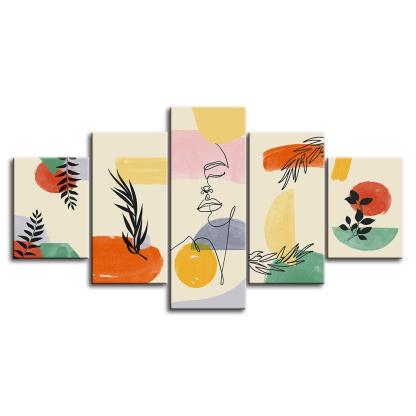 The Abstract Fruits 5 Piece HD Multi Panel Canvas Wall Art Frame-Original Frame