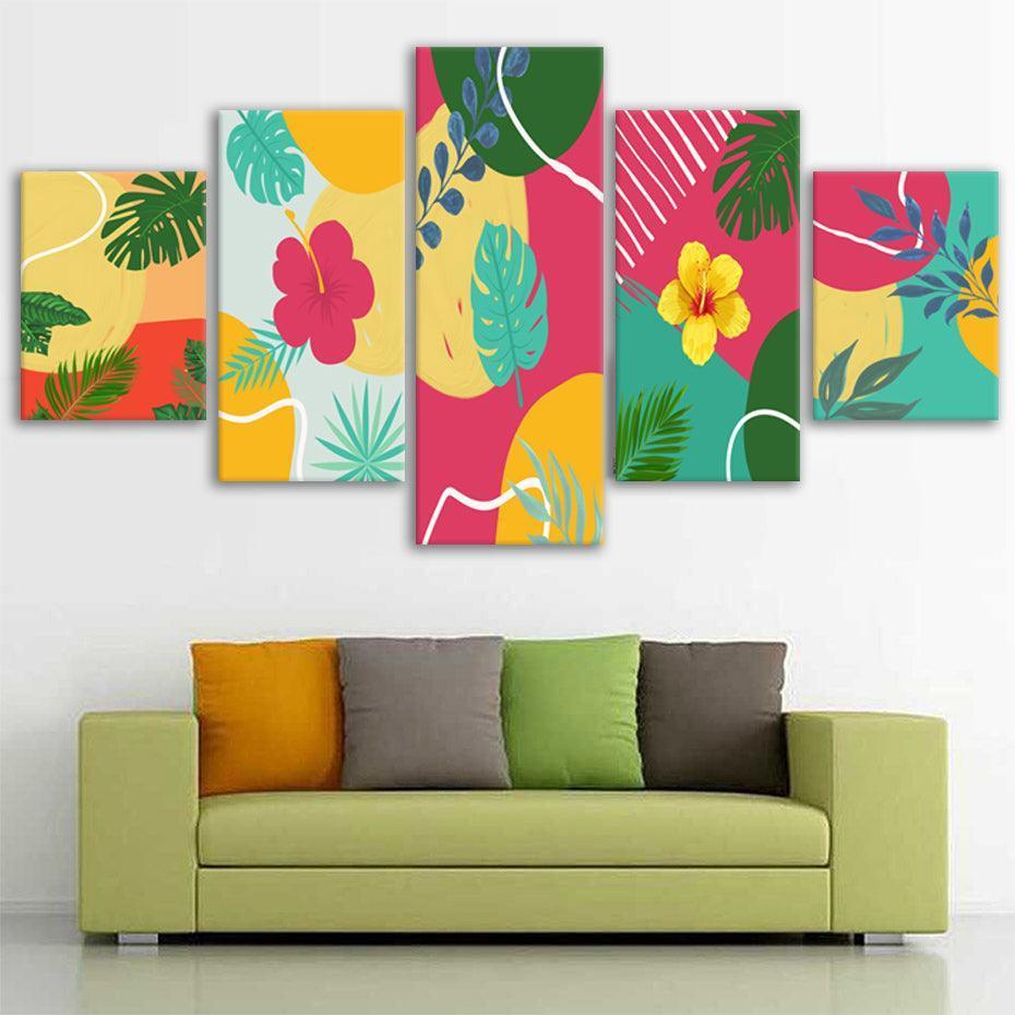 Tropical Hawaii 5 Piece HD Multi Panel Canvas Wall Art Frame-Original Frame