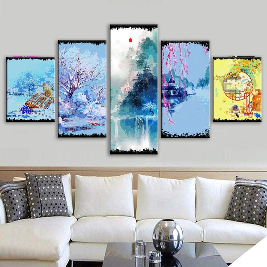 Antiquity 5 Piece HD Multi Panel Canvas Wall Art Frame-Original Frame