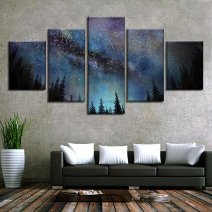 Stunning Starry Sky 5 Piece HD Multi Panel Canvas Wall Art Frame-Original Frame