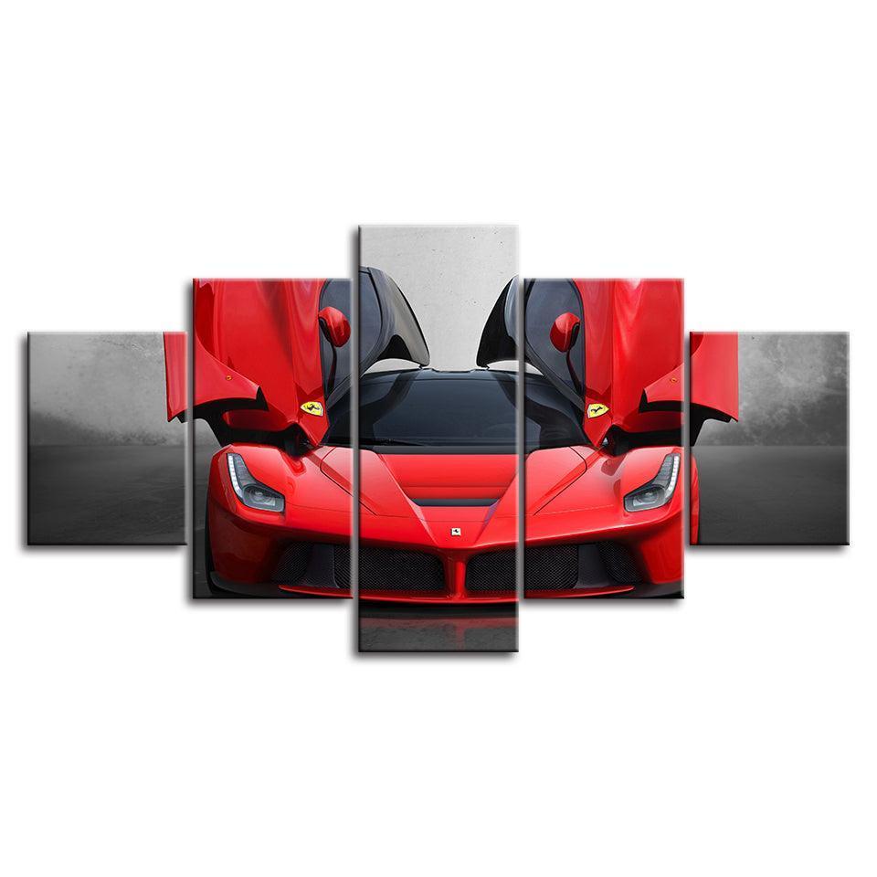 Luxury Ferrari Car 5 Piece HD Multi Panel Canvas Wall Art Frame-Original Frame