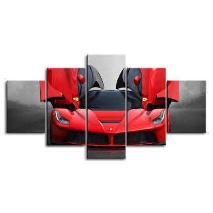 Luxury Ferrari Car 5 Piece HD Multi Panel Canvas Wall Art Frame-Original Frame