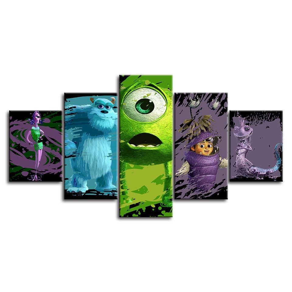 The Animals Inc Movie 5 Piece HD Multi Panel Canvas Wall Art Frame-Original Frame
