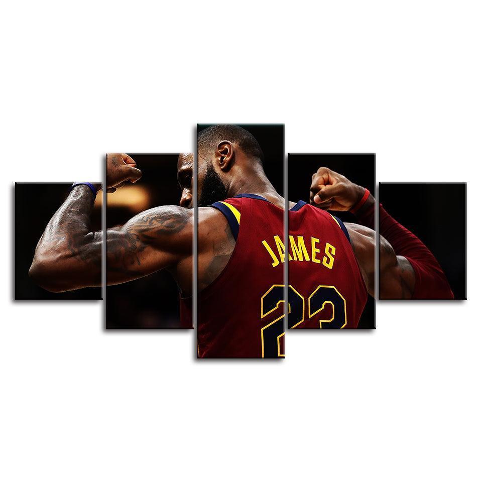 22 Lebron James 5 Piece HD Multi Panel Canvas Wall Art Frame-Original Frame