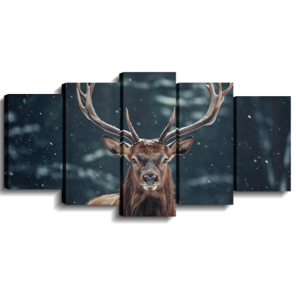 Christmas Wall Art 5 Piece Christmas Tree Winter Wonderland Picture Canvas Print