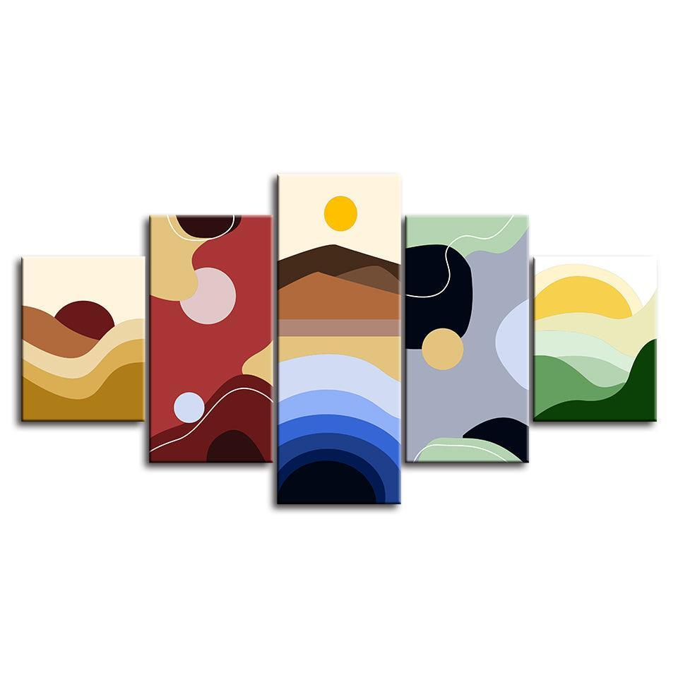 The Abstract Landscapes 5 Piece HD Multi Panel Canvas Wall Art Frame-Original Frame