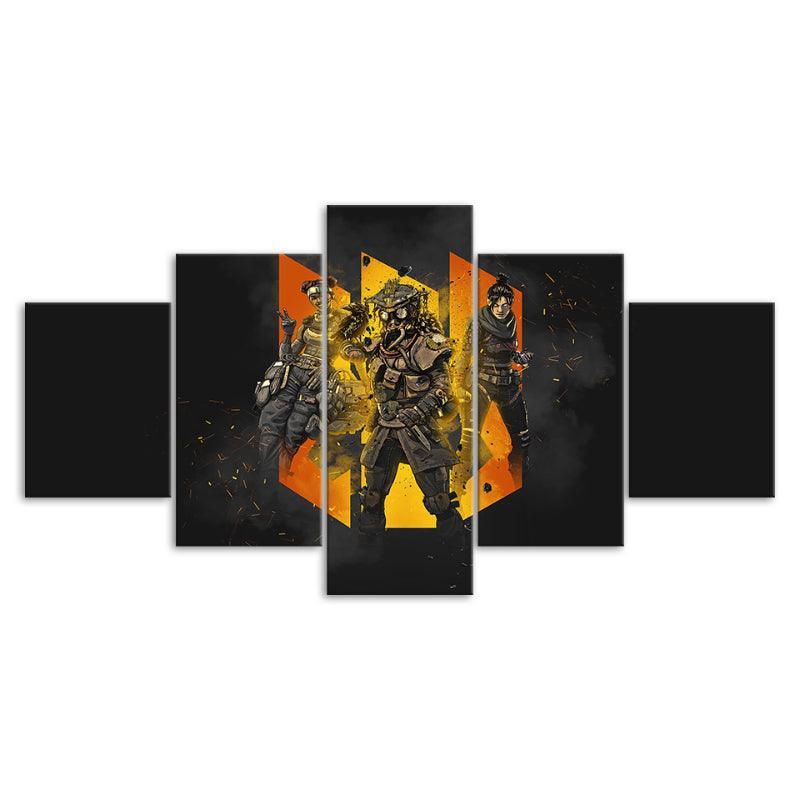 Apex Legends 5 Piece Matt Black 3D Panel Canvas Wall Art Frame-Original Frame